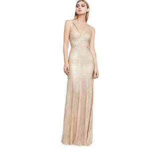 Herve Leger gold Zhenya dress